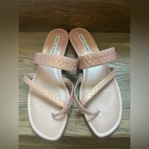 Manolo Blahnik Pink Textured Sandals